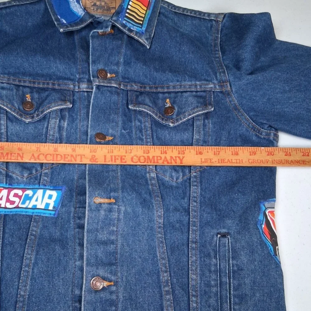 Reworked NASCAR Jean Jacket Size 40 Race Car Auto Racing Upcycled Denim - Picture 5 of 16